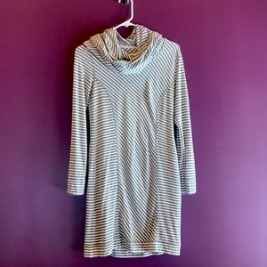 Stretchy Cowl Neck Striped Tunic/Dress